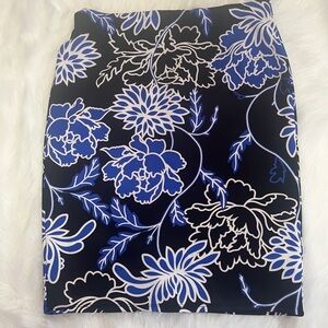 Floral Blue and Black Women's Skirt